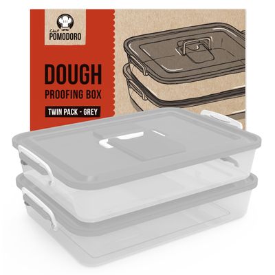 Chef Pomodoro Pizza Dough Proofing Box 14x11 Dough Container Grey 2-Pack