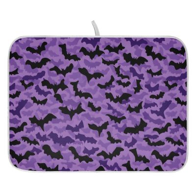 ALAZA Bat Stylish Halloween Dish Drying Mat 18" x 24" Absorbent Polyester Hide Stain for Kitchen Counter Coffee Bar Countertops