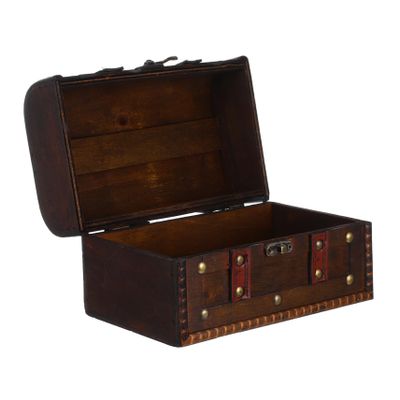 Ciieeo Vintage Storage Chest: Wood Storage Collection Box With Lid Decorative Trunk For Keepsakes Vintage Pirate Chest For Classroom Dark Brown