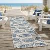 Rugs.com - Outdoor Coastal Rug 12 Ft Runner Ivory and Navy Blue Easy-Clean Indoor/Outdoor Rug Weather-Resistant Runner for Patio, Deck, and Porch view 1