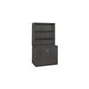 HomeStock Mediterranean Magic 29" Storage Cabinet with Open Hutch Ash Grey Wood with Locking Doors Adjustable Shelves Create Functional Organized Workspace 35" W x 24" D x 65" H view 1