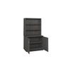 HomeStock Mediterranean Magic 29" Storage Cabinet with Open Hutch Ash Grey Wood with Locking Doors Adjustable Shelves Create Functional Organized Workspace 35" W x 24" D x 65" H view 2