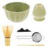 6 Pcs Matcha Set Exquisite Matcha Tea Kit Includes Ceramic Whisk Holder Bowl Bamboo Whisk Scoop Sifter Versatile Tea Making Tools for Home Restaurant(light green,6-Piece set) view 1