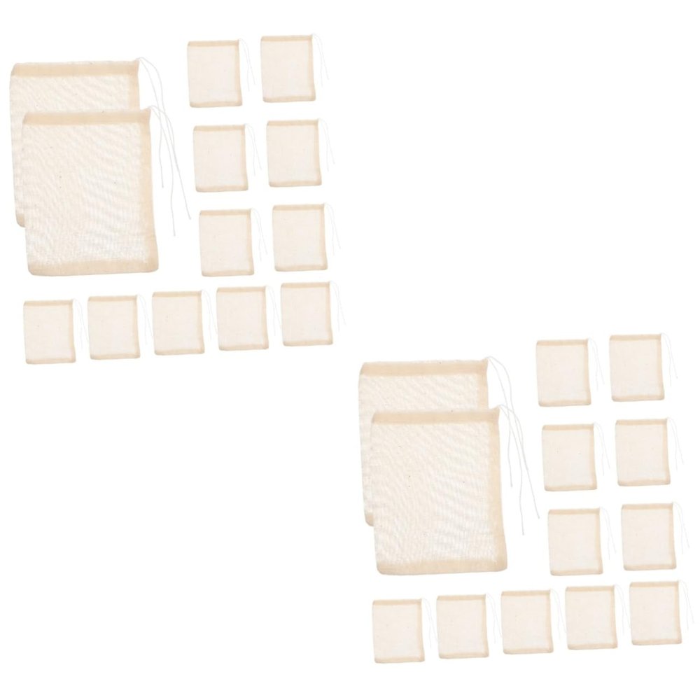 ABOOFAN 2sets Cotton Mesh Strainer Bags Reusable Drawstring Spice Bags for Soup Tea for Cooking High Strength Heat Resistant Easy to Clean 50pcs*2