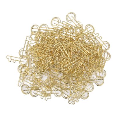 100PCS Key Shaped Paper Clip, Cute Portable Strong Metal Bookmark Clip for Home School Office Document Organizing (Rose Gold)
