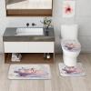 4PCS Funny Cute Hippos Bathroom Accessory Sets with Non-Slip Rug, U Shape and Toilet Lid Cover Mat, Bubble Sea Ocean Underwater Bathroom Fabric Decor-72''x72'' view 4