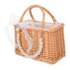Handwoven Pearl Flower Basket with Handle for Bridesmaids view 1