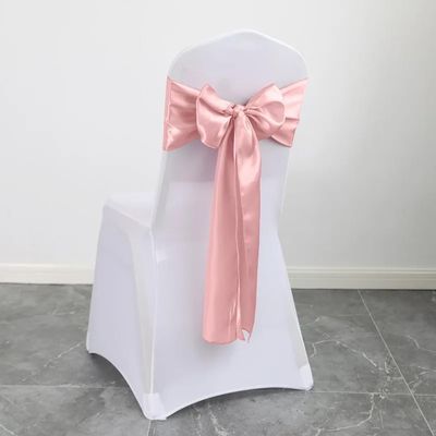 CSHWXY 10pcs Satin Chair Belt with Bow Decoration Universal Chair Cover Ribbon Tie Wedding Chair Back Sashes Decor,Rose Gold,10 pcs