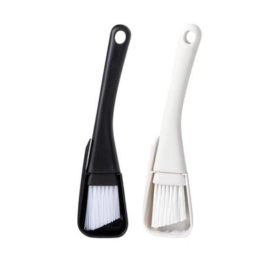 2PCs Window Track & Crevice Cleaning Brushes with Built-in Dustpan - Floor/Window Slot/Keyboard/Door Crevice Brush Set, Household Cleaning Tool Set(Black+White)