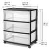 Wide 3 Drawer Cart Black view 2