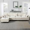 110 * 62" Modern Convertible Sectional Sofa,L-Shaped Reversible Couch Set with Free Pillows,5 Seat Cloud Chenille Indoor Furniture with Ottoman for Living Room (Beige + Chenille + 5 Seat) view 3