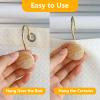 Shower Curtain Hooks, Wood Decorative Shower Curtain Rings, Modern Round Log Shower Curtain Hangers, 12PCS Shower Hooks for Shower Curtain Rod, Bedroom, Living Room (Gold 2) view 4