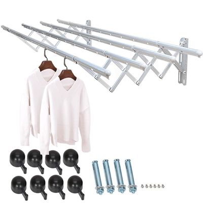 Solid Clothes Drying Rack Wall Mounted Clotheshorse Clothes Airer Washing Cloth Wall Mounted Clotheshorse Clothes Airer Washing Cloth Line Extendable Folding Bar for Bathroom Indoor Outdoor