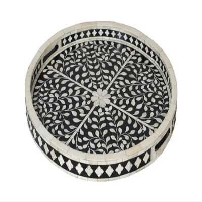 Elegant Bone Inlay Serving Tray Handmade Decorative Tray for Home, Kitchen, Dining, and Living Room Perfect for Drinks, Snacks & Display