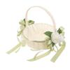 White Bowknot Flower Girl Basket with Handle for Weddings view 1