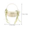 White Bowknot Flower Girl Basket with Handle for Weddings view 2