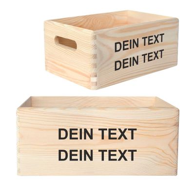 Creative Deco Personalized Wooden Crate Storage Box Wish Text Box | 11.8x7.87x5.51in (+-0.5) | Mutiple Choice | Personalised Text | Hinged Lid Handles & Engraving | UNSANDED Keepsake Memory Souvenir