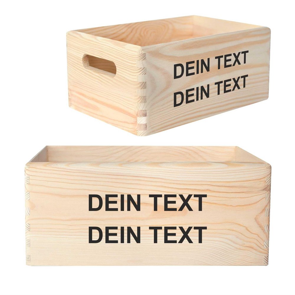 Creative Deco Personalized Wooden Crate Storage Box Wish Text Box | 11.8x7.87x5.51in (+-0.5) | Mutiple Choice | Personalised Text | Hinged Lid Handles & Engraving | UNSANDED Keepsake Memory Souvenir