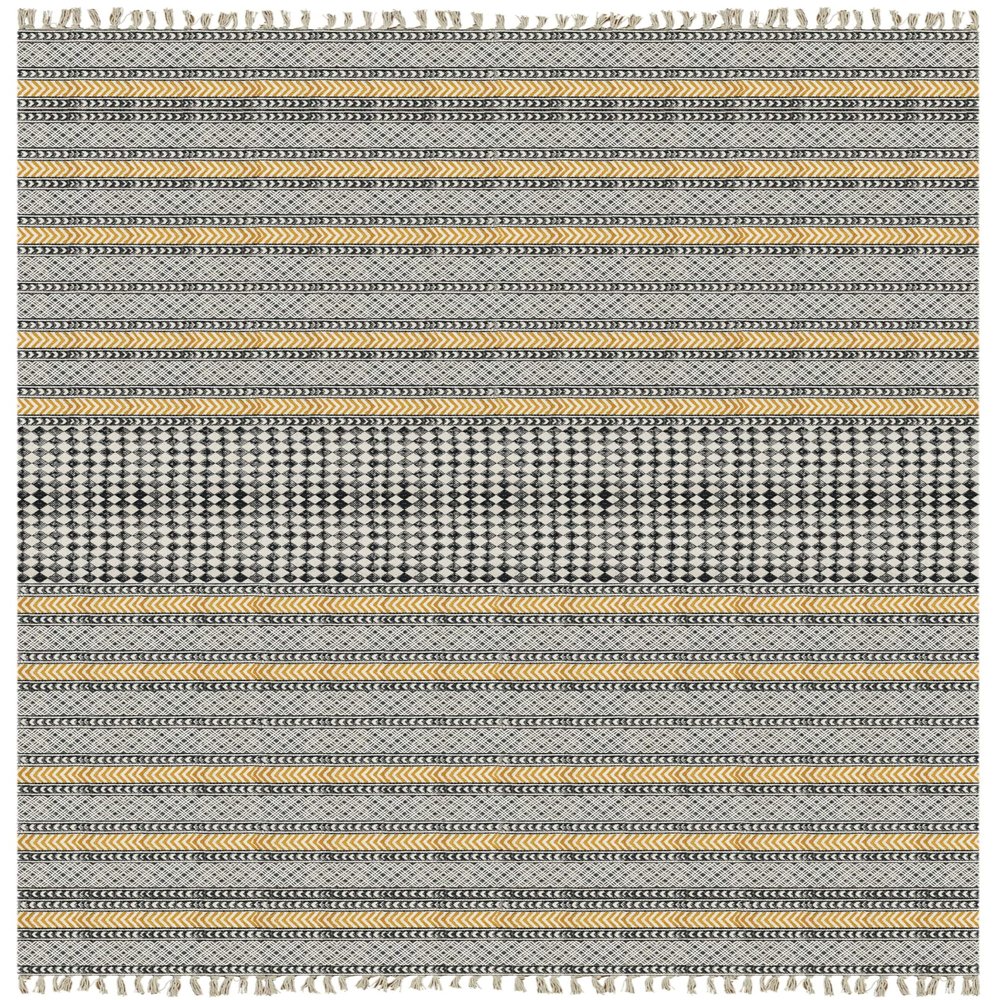 10x18 Area Rugs for Living Room Cotton Kilim Rug Flatweave Rug Striped Design Beige Beige Handmade Boho Thick 0.19" Cotton Hand Block Printed Easy Washable Floor Carpet Indoor Outdoor Use