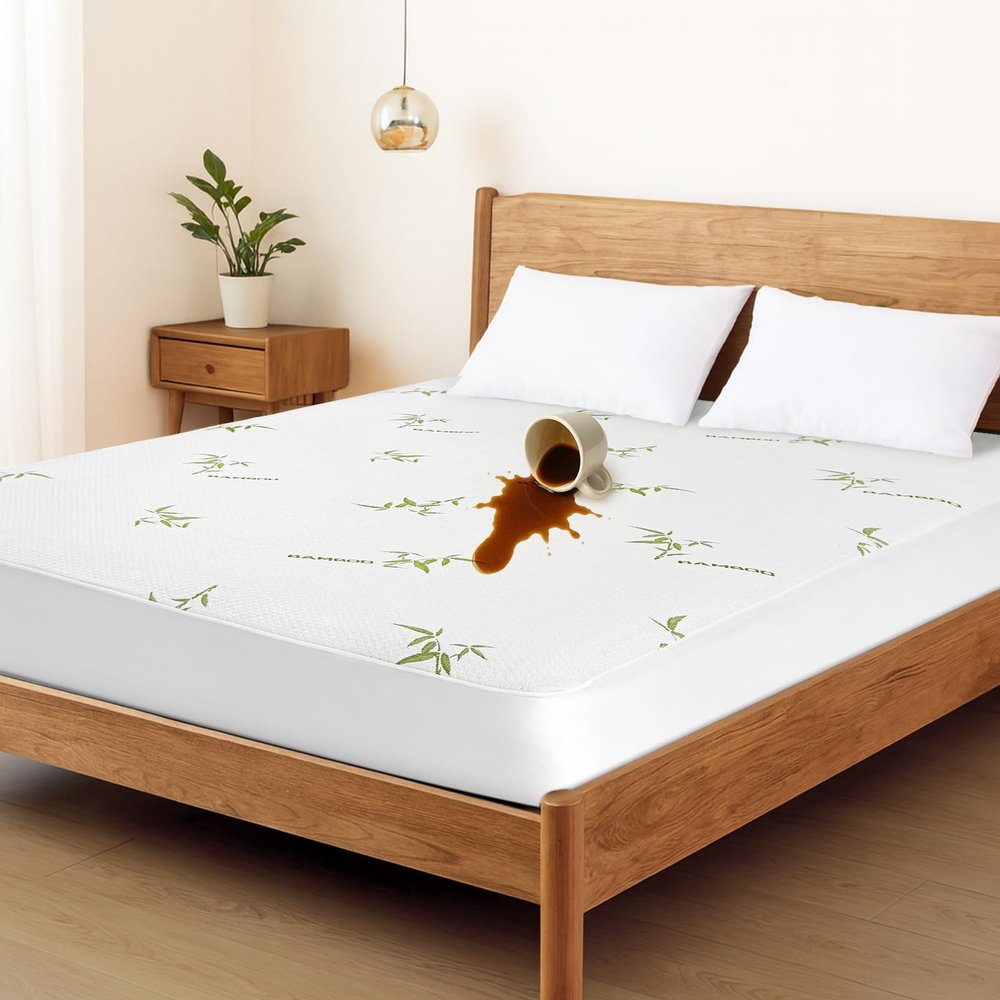 FGZ 2 Pack Bamboo Mattress Protector-Full Size,Waterproof Cooling Machine Washable with Deep Pockets 54 * 75+15inch
