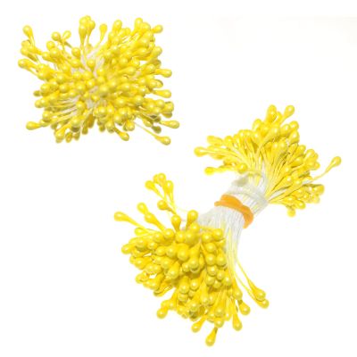 Lind Kitchen Flower Heart Stamen 55mm (Pearlescent Yellow) a tie About 150 DIY Simulation Flower Chiffon Flower Material Ornaments Accessories