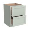 CozyHommie Solid Wood Frame RTA Drawer Cabinet with 2 Drawers Kitchen Base Cabinet, Standalone or Modular Design, Shaker Style (Jade Green, 18" Width x 24" Depth x 34 1/2" Height) view 1