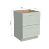 CozyHommie Solid Wood Frame RTA Drawer Cabinet with 2 Drawers Kitchen Base Cabinet, Standalone or Modular Design, Shaker Style (Jade Green, 18" Width x 24" Depth x 34 1/2" Height) view 2