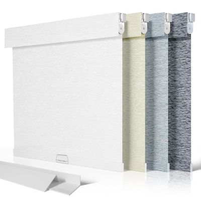 No Drill No Tools Light Filtering Roller Shades for Windows,Jacquard Fabric,Cordless Roller Blinds with Light Blocking Strips,Thermal Insulated Window Blinds for Home,Bedroom,White.25.5" W x 36" H