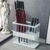 Umbrella Holder Organizer Indoor Home Office Small 2-Slot Entryway Umbrella Holder for Canes/Walking Sticks/Folding Umbrellas, Modern Low Umbrella Stand Rack for Indoor Hallway & Home Office(White,48x view 2