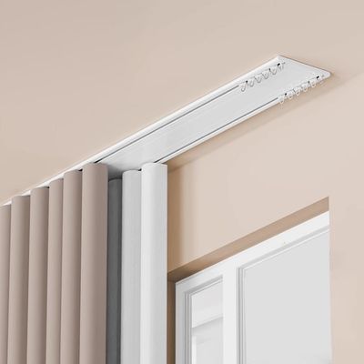 Double Rails System Ceiling Mount Silent Curtains Track Ceiling Track For Curtains RustProof Shower Rods Wall Mounted Heavy Duty Curtains Rails Sliding Rails Ceiling Mount(White,1.2m/3.9ft)