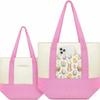 Amylove Mini Canvas Tote Bag with Pockets Duty Canvas Sublimation Blank Small Bag Mini Reusable Tote for Crafts DIY(13" X 11", 19" X 15",Pastel Pink Color,2 Pcs) view 1