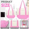 Amylove Mini Canvas Tote Bag with Pockets Duty Canvas Sublimation Blank Small Bag Mini Reusable Tote for Crafts DIY(13" X 11", 19" X 15",Pastel Pink Color,2 Pcs) view 3