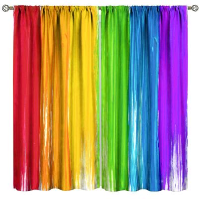 GoDazzling Rainbow Blackout Window Curtains, Colorful Striped Abstract Pattern Window Drapes, for Living Room Bedroom 84" W X 84" L