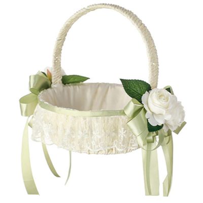 HEALSOPTHY Romantic Lace Flower Girl Basket for Weddings Charming Floral Design for Young Flower Elegant Wedding Party Decoration Rustic Touch for Special Events