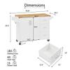 Mobile Kitchen Island Cart on Wheels with Locking Casters, Compact Rolling Workstation for Food Prep, Multi-Functional Storage Organizer with Shelves & Drawers, Space saving (White + Spice rack) view 3