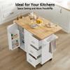 Mobile Kitchen Island Cart on Wheels with Locking Casters, Compact Rolling Workstation for Food Prep, Multi-Functional Storage Organizer with Shelves & Drawers, Space saving (White + Spice rack) view 4