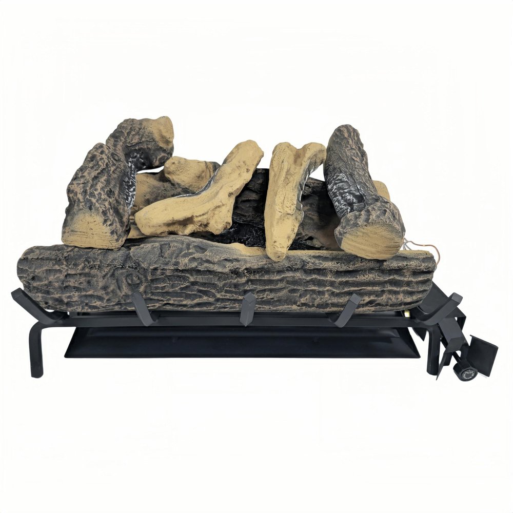 Americangaslogs 1824 Inch Vented Gas Log Set, Adjustable Flame Gas Fireplace Burner Set with Manual Control(Manual Valve, 24 inch Natural Oak)