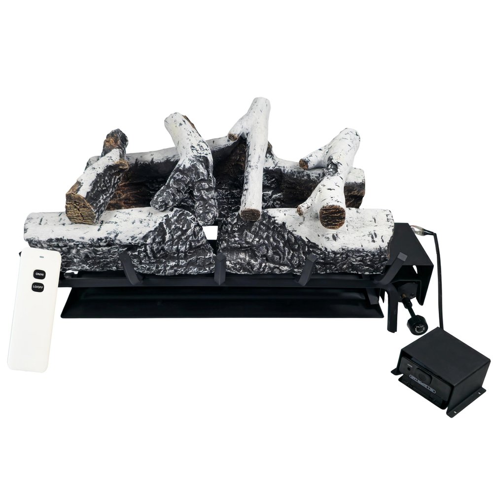 Americangaslogs Vented 18inch-24inch Gas logs Sets Gas Fireplace Burner Burner Set,with Remote Replacement Only for Existing Chimney Fireplace, Match Light(Motor Valve, 24 inch Birch)