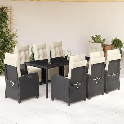 Garden Dining Set Black PE Rattan Large Adjustable Footrests,Black,104.06kg/228.932ib,3212887
