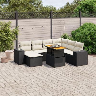 Garden Sofa Set Black with Cream White Cushions,Black,139.11kg/306.042ib,3272750