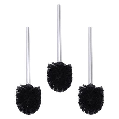Healifty 3pcs Toilet Bowl Brush Heads Black Plastic Cleaning Brush Replacement for Household Cleaning Supplies