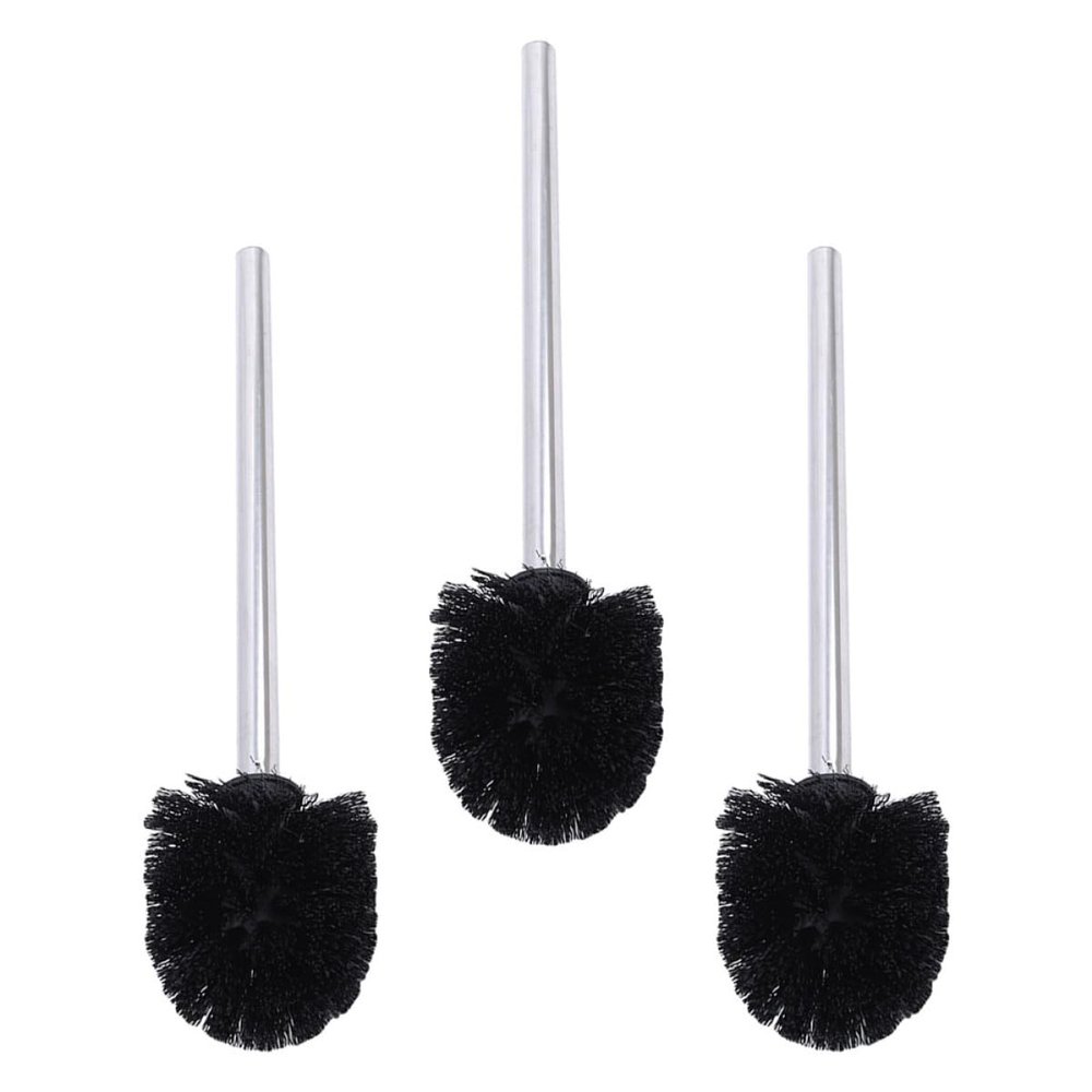 Healifty 3pcs Toilet Bowl Brush Heads Black Plastic Cleaning Brush Replacement for Household Cleaning Supplies