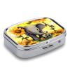 BWQJKUO Portable Square Metal Elephant Sunflowers Printed Medicine Box - Durable And Waterproof Intimate Medical Companion view 3