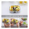 BWQJKUO Portable Square Metal Elephant Sunflowers Printed Medicine Box - Durable And Waterproof Intimate Medical Companion view 4