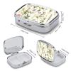 BWQJKUO Portable Square Metal Season Watercolors of Herbs Flowersb Printed Medicine Box - Durable And Waterproof Intimate Medical Companion view 2
