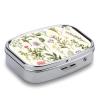 BWQJKUO Portable Square Metal Season Watercolors of Herbs Flowersb Printed Medicine Box - Durable And Waterproof Intimate Medical Companion view 3