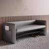 Bench Shoe Rack for Front Door Entrance with Leather Seats, Modern Light Luxury Entryway Bench with Back for Entryway Hallway Living Room(Gray,80 * 45 * 60cm) view 1