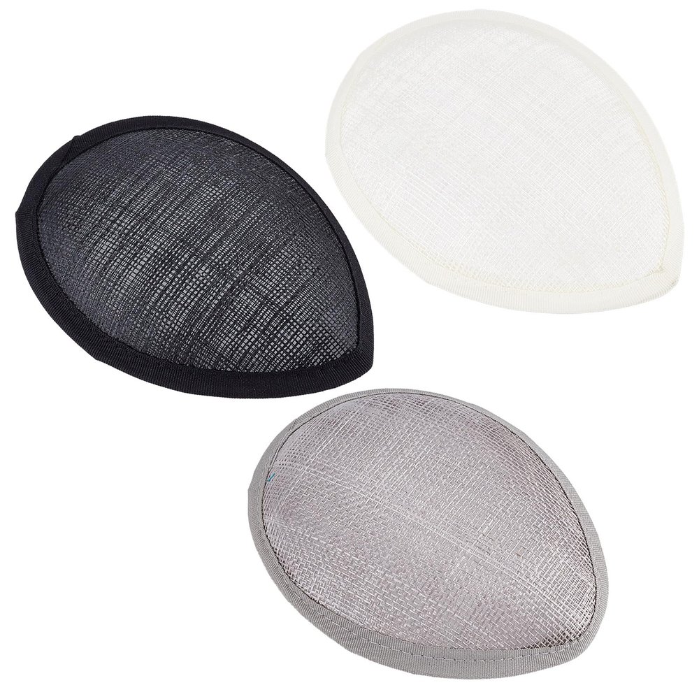 NICENEEDED 3 PCS Teardrop Fascinator Hat Base, 3.9 x 5.5 Inch Linen Mesh Millinery Base, Sinamay Cocktail Hat Making Supplies for Wedding Party