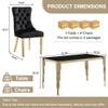 AMHDDT 5 Piece Glass Dining Table Set for 4, 53" Rectangle Kitchen Table with 4 Black Velvet Upholstered Chairs, Tempered Glass Tabletop with Stainless Steel Legs, Suitable for Apartments, Gold Black view 2