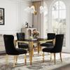 AMHDDT 5 Piece Glass Dining Table Set for 4, 53" Rectangle Kitchen Table with 4 Black Velvet Upholstered Chairs, Tempered Glass Tabletop with Stainless Steel Legs, Suitable for Apartments, Gold Black view 3